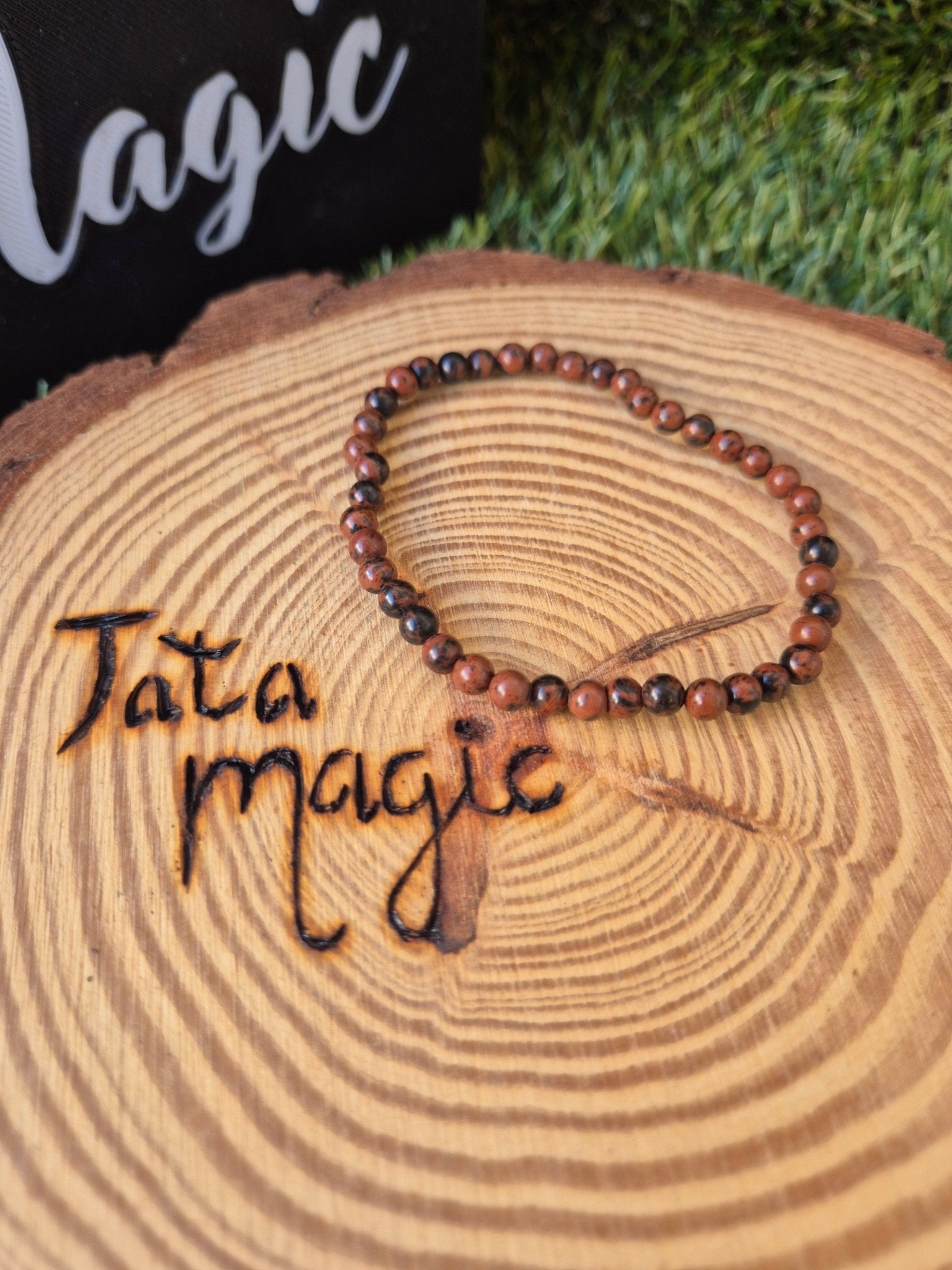 Pulsera de Obsidiana Caoba 4mm - Protección y Estabilidad Energética JoyeriamineralespulserasTienda esotérica Málaga - La Tienda de Tata Magic: tienda Esotérica en Málaga